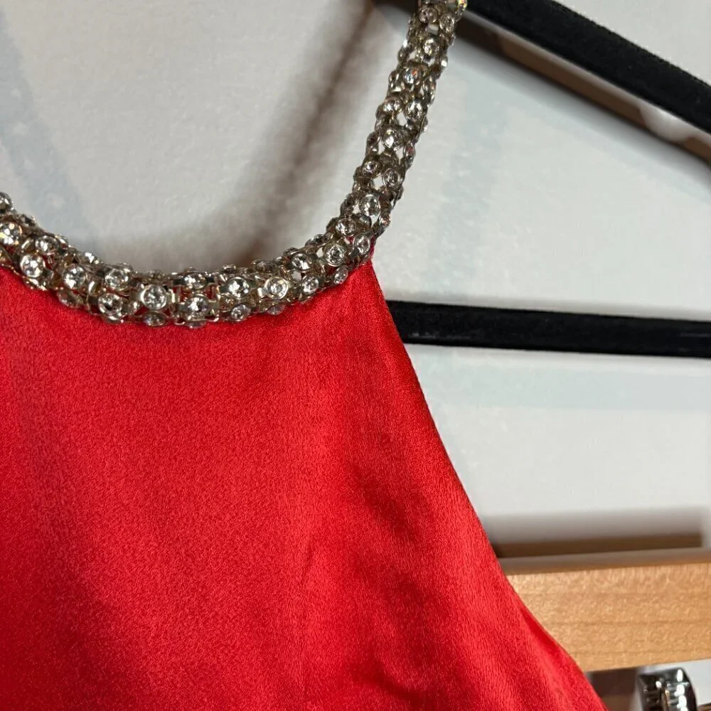 Coast coral high neck rhinestone embellished collar necklace dress